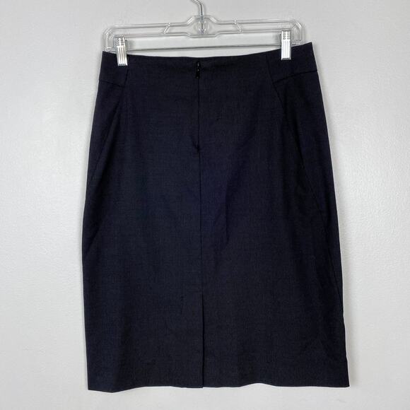 Theory Wool Pencil Skirt Joanie Dominant Back Slit Career Straight Gray Size 8 - Picture 4 of 10